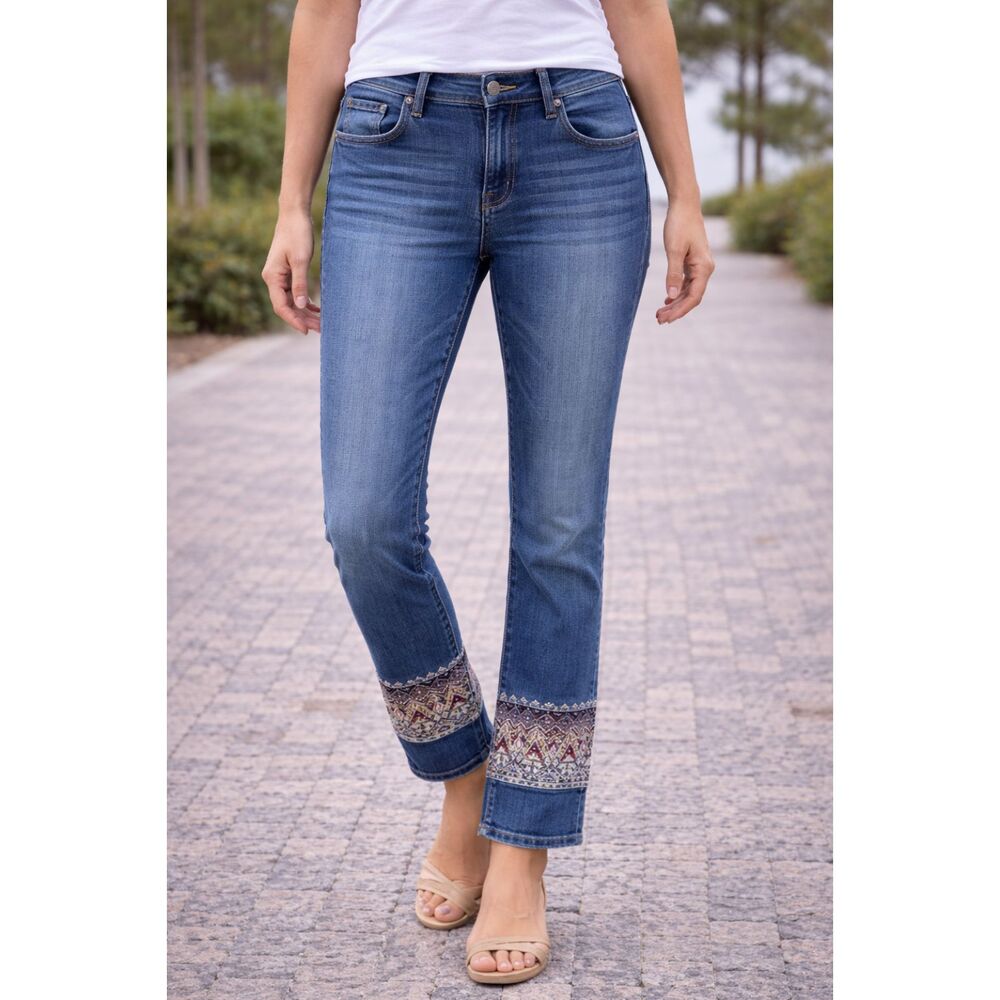 Miss Me Ankle Skinny Jewel Hem Jeans Blue 25